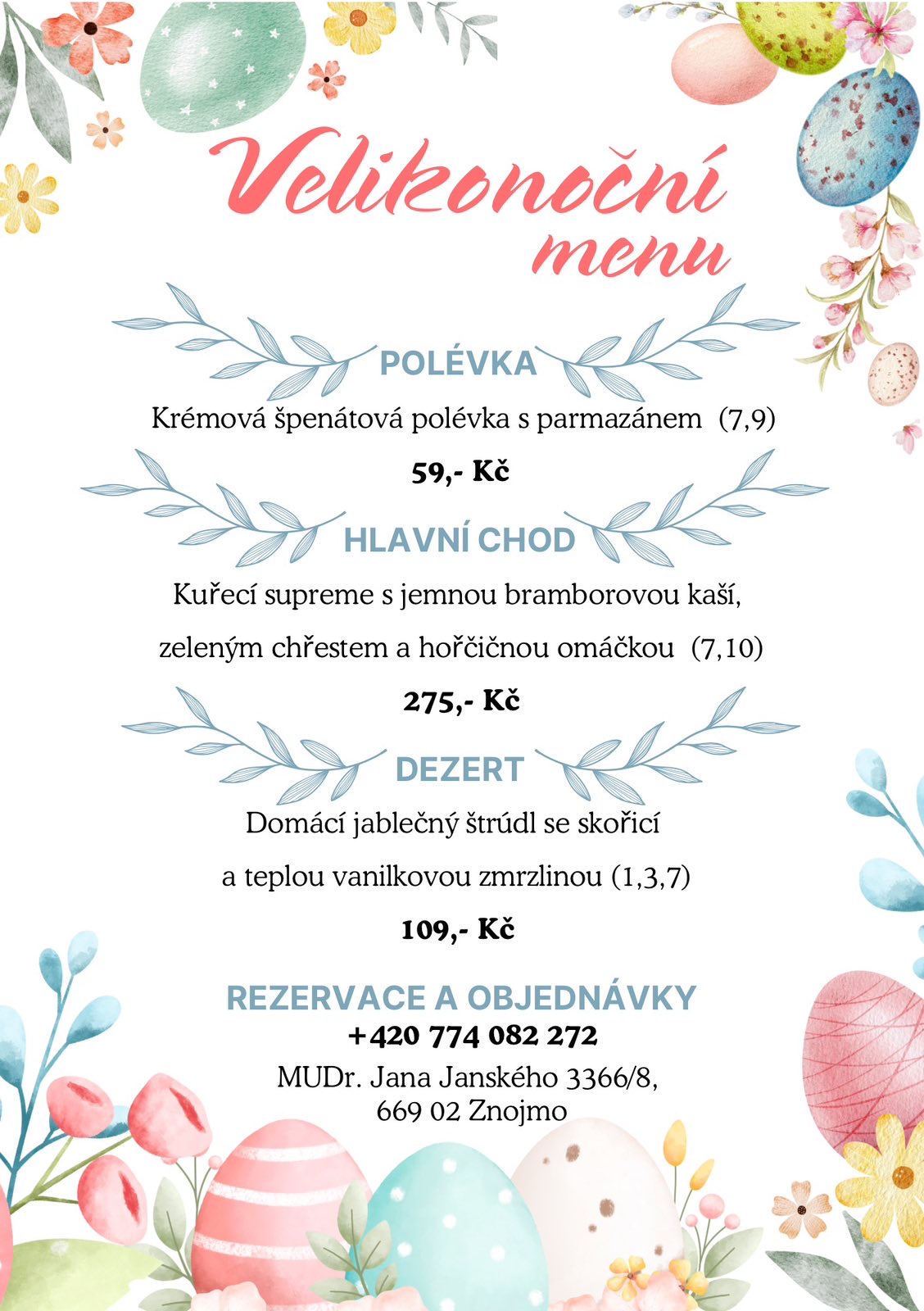 Velikonoční menu – Restaurace DIANA